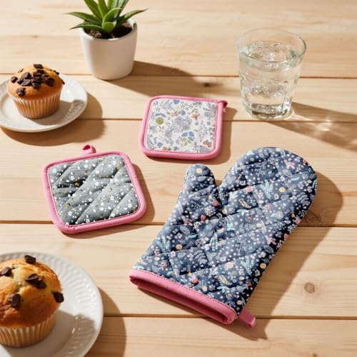 Aubliss 8pcs Fat Quarter Fabric Bundles 20'' x 20'' Cotton Craft Fabric - color: Navy Floral