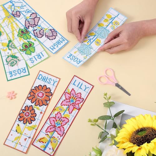HaiFafafaing 6 Pcs Bookmark Kit Flower Flower Cross Stitch Bookmark Kits