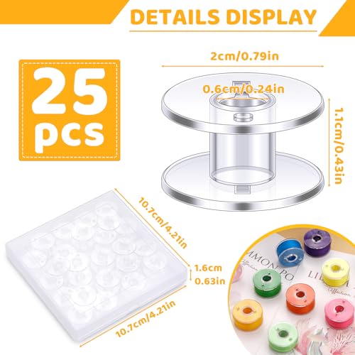 LOKUNN 25 Pcs Bobbins for Sewing Machine Plastic Bobbins for Sewing - size: 25 Pcs
