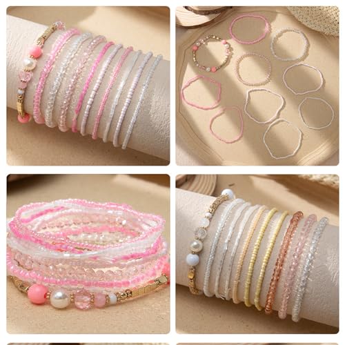 10 Color Small Assorted Glass Seed Beads, Loose Sequins(Pink) - color: Pink