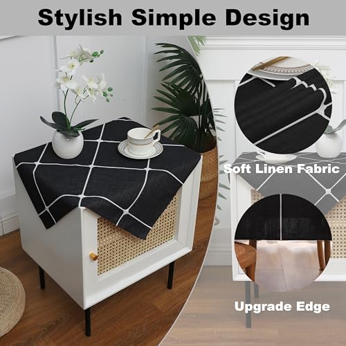Gernaice Small Square Tablecloth Plaid End Table Cloth 24” x 24” Black - color: Black, size: 24" x 24" (Square)