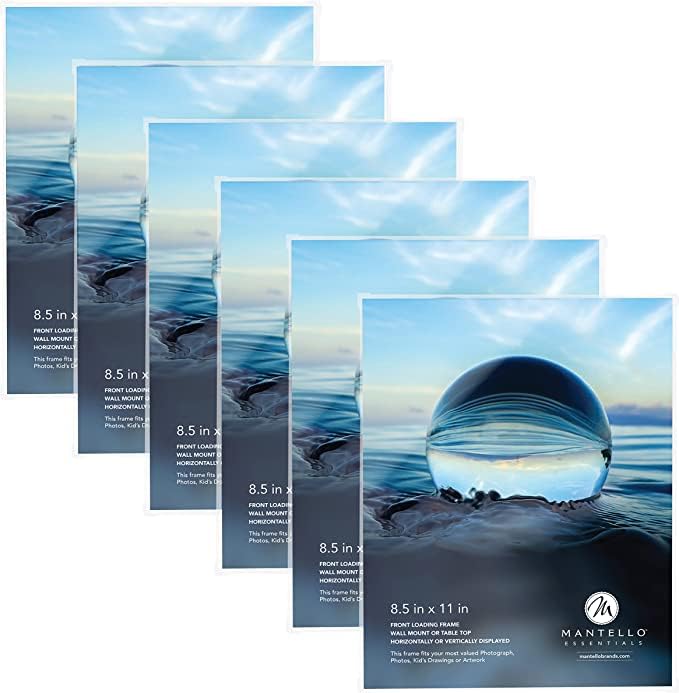 MANTELLO ESSENTIALS Front Loading Picture Frame Set - 6-Pack | 4x6, 5x7, 8x10, 8.5x11 (Clear, 8.5x11-6 Pack) - color: Clear, size: 8.5x11 - 6 Pack