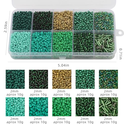 5000pcs Green Glass Seed Tube Bugle Beads for DIY Jewelry Making - color: Green