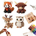 Krucsvaom Bead Kit - 3D Beaded Animal DIY Kit, Bead Animal Making Kit, Bead Kits & Beading Kits for Adults, Bead Embroidery Kit, 4 Cute 3D Animals (Woodland Friends)