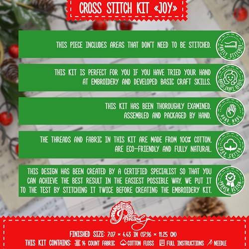Christmas Counted Cross Stitch Kit for Adult with Inspirational Word Joy
