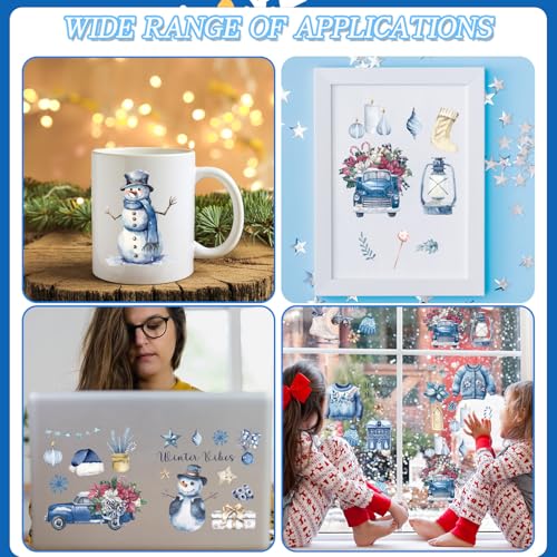 Winter Christmas Rub on Transfers for Crafts - Wxiben 12 Sheets Snowman Snowflake Rub on Transfers for Furniture Blue Xmas Gnome Rub on Transfer Decal Stickers for Wood DIY Craft Office Home Decor - style: Winter Christmas