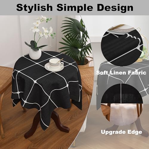 Gernaice Small Square Tablecloth Plaid End Table Cloth 36” x 36” Black - color: Black, size: 36" x 36" (Square)