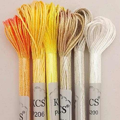 KCS 6-Strand Cross Stitch Metallic Variegated Pearl Shiny Embroidery Floss (6 skeins, Solid Color 7) - color: Solid color 7