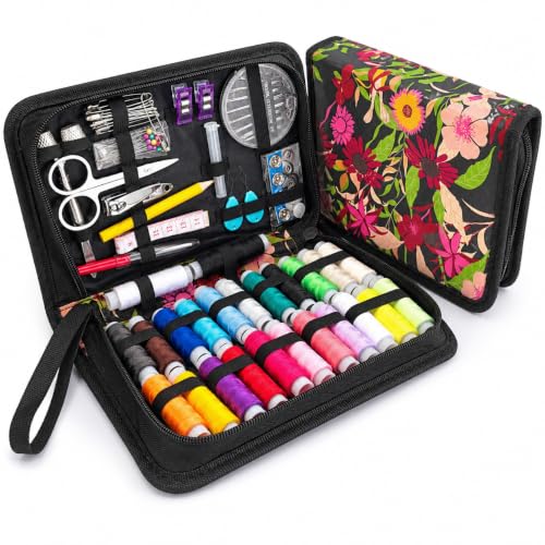 VelloStar Sewing Kit for Adults, Floral Needle and Thread Travel Repair Kit - color: Floral