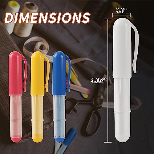 Calvana (3-pack) Fabric Chalk Markers -Erase Tailor’s Chalk for Quilting and Sewing - Compatible with Most Fabrics - With Dosing Wheel Technology, Red, Blue, White