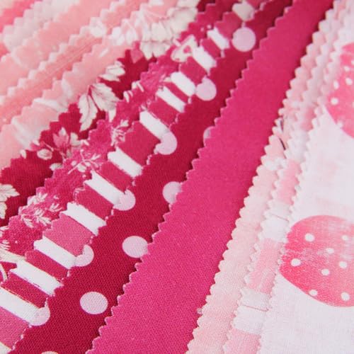 Threadart Pink Prints Jelly Roll - 40 Precut 2.5" Cotton Strips - color: Pink Prints