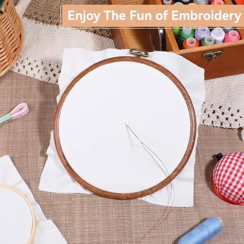 10 Pcs White Embroidery Fabric Squares, Pre-Cut Cotton Cloth Precuts for Hand Embroidery, Cross Stitch & Needlework, Multi-Size 8"x8" and 6"x6"