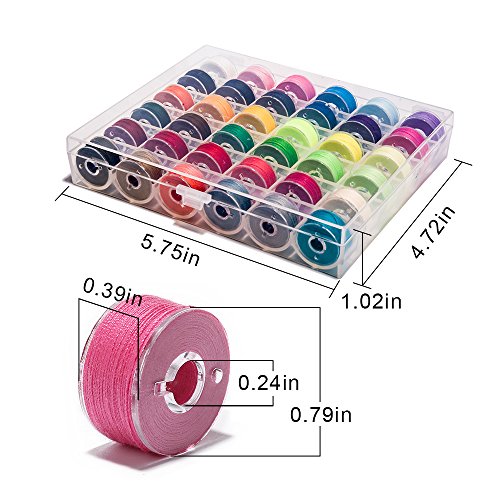 BetyBedy 36Pcs Pre-Wound Sewing Bobbins with Case, Standard Assorted Colors