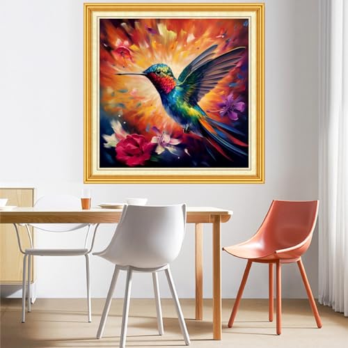 DMCVIVR Stamped Cross Stitch Kits for Beginners Adults Needlepoint Kits for Beginners Embroidery Kits for Adults Crossstitch Kit for Beginners 11CT-Magic Hummingbird 18x18 inch, ArtKits01 - color: ArtKits01