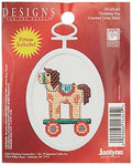 Janlynn 1143-45 18 Count Mini Counted Cross Stitch Kit, 2.75-Inch, Oval, Christmas Toy