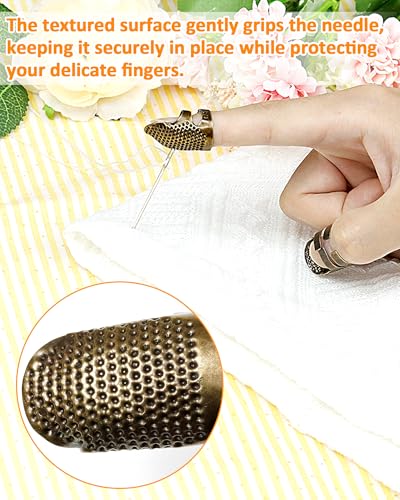 FIVEIZERO Thimble Kit– 7 PCS Sewing Thimbles for Hand Sewing, Metal Finger Protectors, Thimble Ring for Quilting and Embroidery - size: Universal model