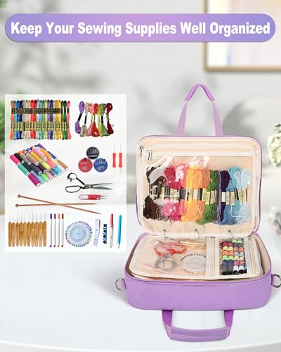Sewing Supplies Organizer Bag with Removable Binder,Purple - color: Purple