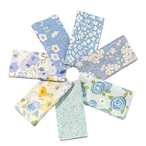 100% Cotton Boys Fabric Squares,5 Inch Quilting Supplies Clearance Blue Floral Fabric Precut Bundles for Sewing Project and DIY Crafts(42Pcs) … - color: Color-1