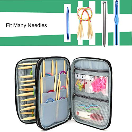 New Knitting Needls Case Without Hooks and Accessories,Zipper Storage Organizer Bag with Web Pockets for Various knitting Needles/Knitting Accessories/Crochet Hook Kit Tool,Lightweight,Easy to Hold