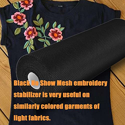 New brothread Black No Show Mesh Embroidery Stabilizer 12" x 25Yd Roll - color: Black No Show Mesh