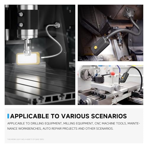 LED Machine Light, Gooseneck Lamp, Clamp-on Gooseneck Light — 2500 lumens, 120 Volts, with a clamp Base, Ideal as an Industrial Lighting Work lamp for Machine Tools and lathes, 25W (Model: J1203)