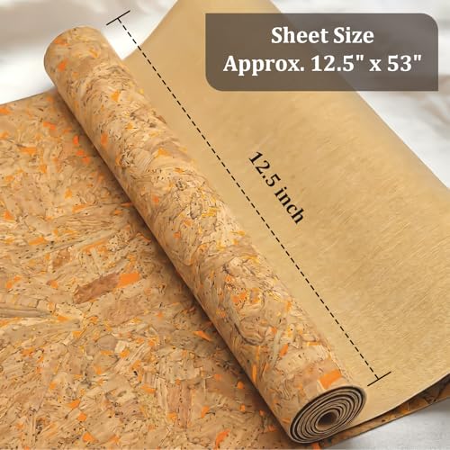 SorenCut Cork Fabric Roll 12.5 x 52 Inch – Mosaic Gold Embellished Cork Leather Fabric for Earrings, Bow Making, Bags, Wallets & DIY Sewing Projects – Vegan Leather Alternative Craft Sheet - color: Yellow 1947