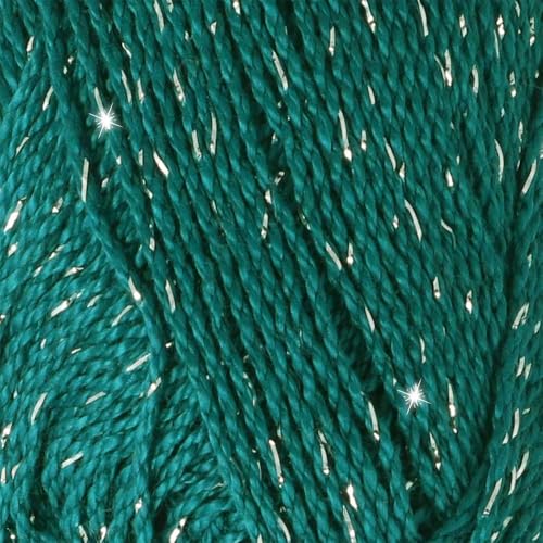 Scheepjes Catona Shine Metallic Cotton Yarn, 50g, 401-S Dark Teal/Silver - color: 401-S Dark Teal - Silver