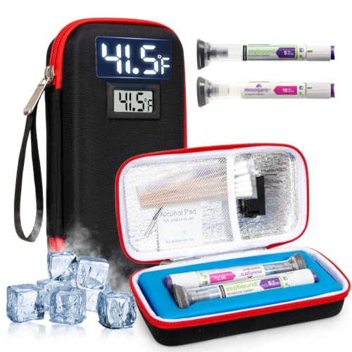 YOUSHARES Custom-Fit Travel Case for 2 Zepbound/Mounjaro with Temp Display - color: 01 Blackred-custom Ice Brick