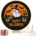TINDTOP Halloween Embroidery Kit for Adult, Embroidery DIY Starter Kit, with Stamped Patterns, Hoop, Tools, Colorful Threads with Needles, Instructions (Halloween B) - color: Halloween B