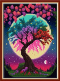 Redxing Stamped Cross Stitch Kits Embroidery kit for Beginners Adults Full Range of Embroidery Patterns Starter Kits DIY Printed Cross Stitch Kits Needlepoint Kits 11CT-Tree Moon 15.7x19.7 inch - color: Style 09