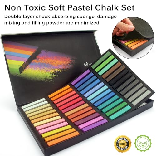 Brusarth Soft Pastel Chalk Set for Professional Artist, 48 Colors