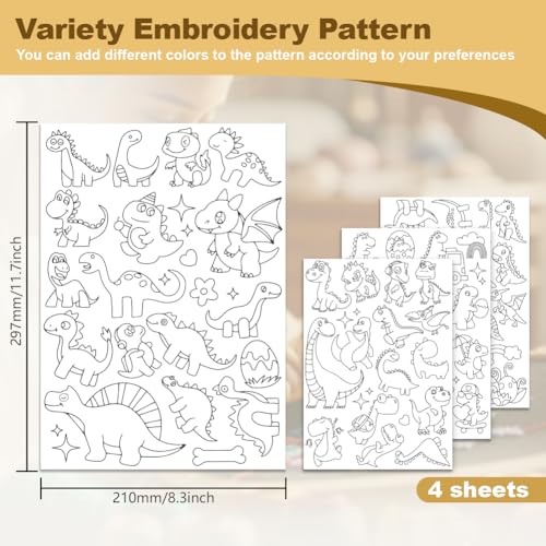 64Pcs Cute Dinosaur Water Soluble Hand Sewing Stabilizers - style: Dinosaur