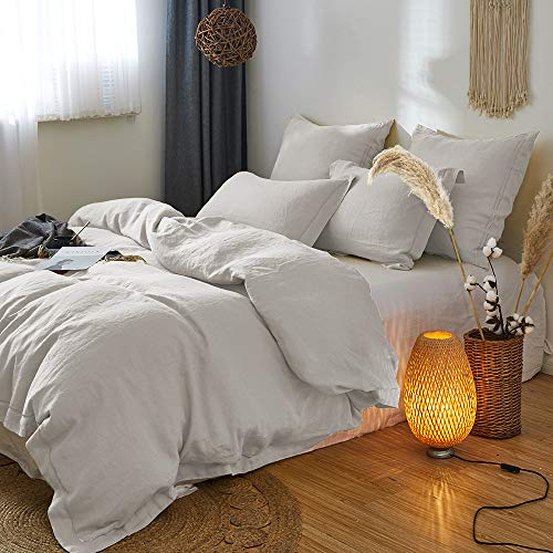 Simple&Opulence 100% French Linen Euro Shams with Embroidery (26'' x 26'') - Pack of 2 - Pre Washed Solid Color Natural Flax Soft Breathable - Linen - color: Linen, size: Euro Shams