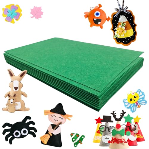 Jtnohx Felt for Crafts, 16 Pcs Felt Fabric, 7"×11.3" Stiff Felt Sheets, Craft Felt Square for Sewing (Green) - color: Green