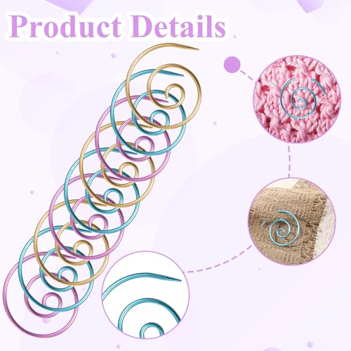 9PCS Spiral Cable Knitting Needle, Metal Cable Knit Needle Stoppers for Yarn Sewing Knitting Beginners Circular Needles Knit Tool Cable Needles Shawl Pin