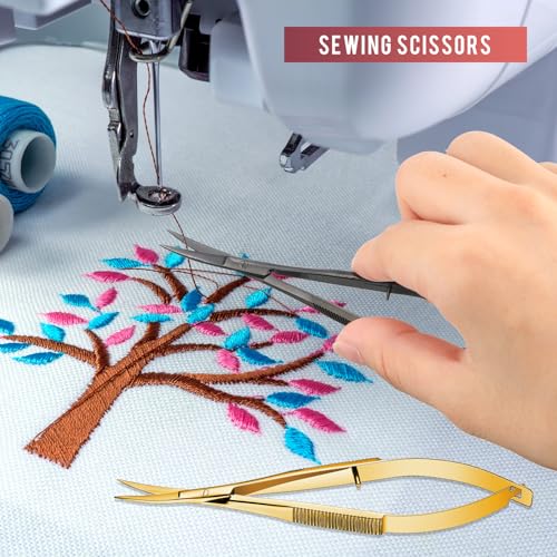 Shynai 2 Pieces 4.7 Inch Embroidery Scissors Curved, Black，gold - color: Black, Gold