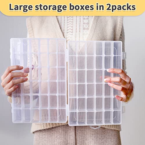 IOOLEEM Bead Organizer Box, 36 Grids 2 Pack Adjustable Dividers Storage Box - color: Clear, size: 36 Grids Adjustable (2 pack)