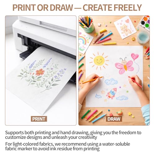 Creztail Sticky Water Soluble Embroidery Stabilizer Paper, 8PCS 8.5"x11" Printable Embroidery Transfer Paper, Stick and Stitch Wash Away Stabilizer, Medium Weight for Hand and Machine Embroidery - size: 8pcs