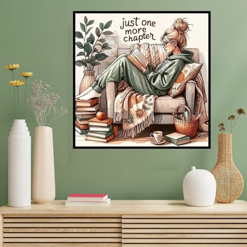 niurenmaoyi Reading Book Stamped Cross Stitch Kits for Beginner,14X14In - color: Cross Stitch Kits for Adults - 0525-2