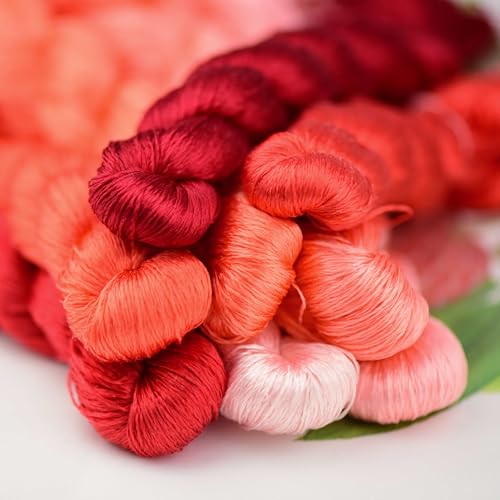 Natural Silk Thread – 13 Colors, 110m Each, Handmade Silk Embroidery Floss for Hand Embroidery, Cross-Stitch, and Needlework Projects - color: 03