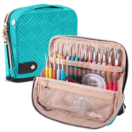 MYBAGZING Empty Crochet Hook Case, Stand-Up Crochet Hook Organizer - color: Teal, size: Case (Empty)