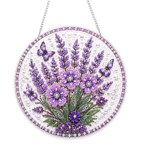 Eiflow Hanging Pearl Art Kits for Adults, Diamond Art Pearl Purple Flower - color: Pearl Flower