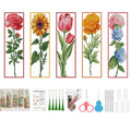 VIGEGU 5 Pack Flower Cross Stitch Bookmark Kits for Adult Beginners - color: Flower Cross Stitch Bookmark