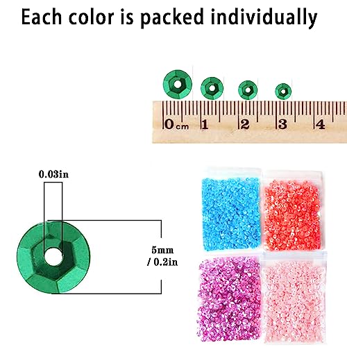DIYASY 28800 Pcs Bulk Loose Sequins, 24 Colors 5MM Round Embroidery Sequins Cup Craft Sequin with Holes for Craft Sewing DIY Nails Decorations - size: 5MM