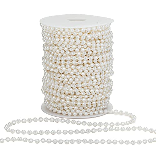 6mm Crafts Faux Pearl Beads Garland Pearl Bead Roll Strand of Pearls to Decorate Floral Centerpieces Wedding Party Favor Christmas Tree(82Feet Ivory) - color: Ivory, size: 6 mm