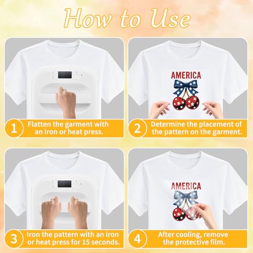 Independence Day DTF Transfers Ready to Press, Iron on Decals for T-Shirts - color: US290