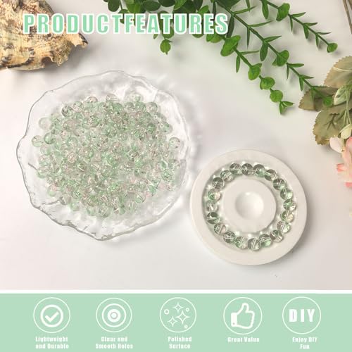 8mm Hand-Drawn Glass Beads Bulk 200pcs Pink Green Round - color: Green&Pink 8mm