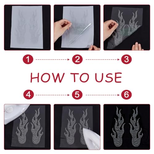 12Pcs 8.27x2.95 Inch Iron on Rhinestone Flames Transfer Glitter Flame Rhinestones Patches Sparkling Hotfix Flame Crystal Sticker Applique for Clothing Tote Bag DIY Art Craft Gifts - size: 21x7.5cm