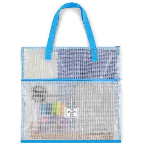 Cosblank 16x16inch Sew Project Bag Jumbo Needlepoint Project Bag, Blue - color: blue