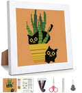 Black Cat Stamped Cross Stitch Kits for Beginners Adults with Framed - color: DKJ006